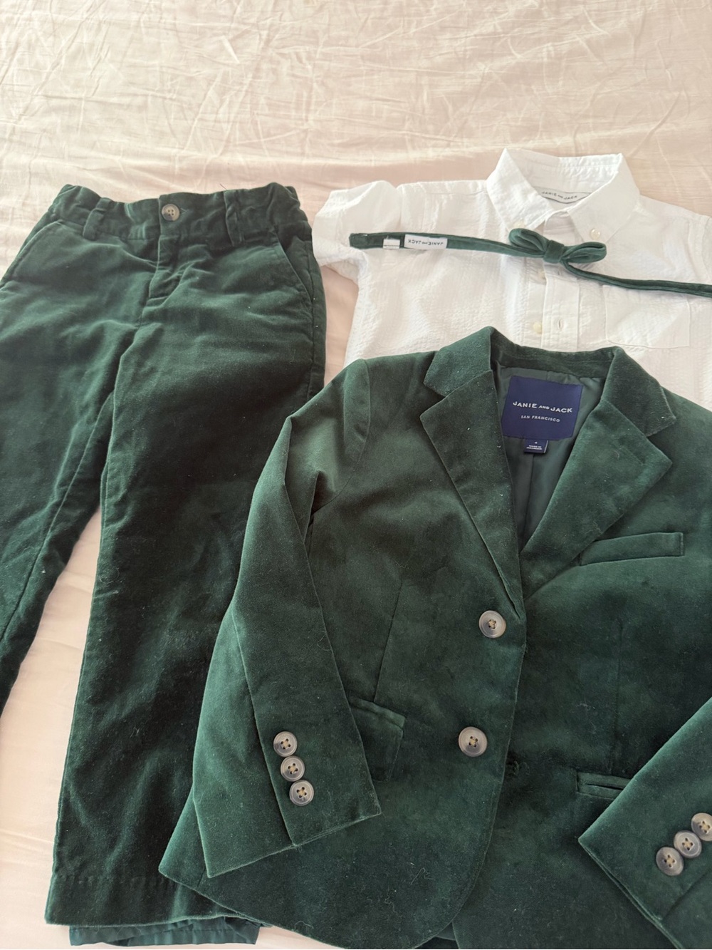 Janie and Jack Toddler Boys Hunter Green Velvet Blazer and Pants Set